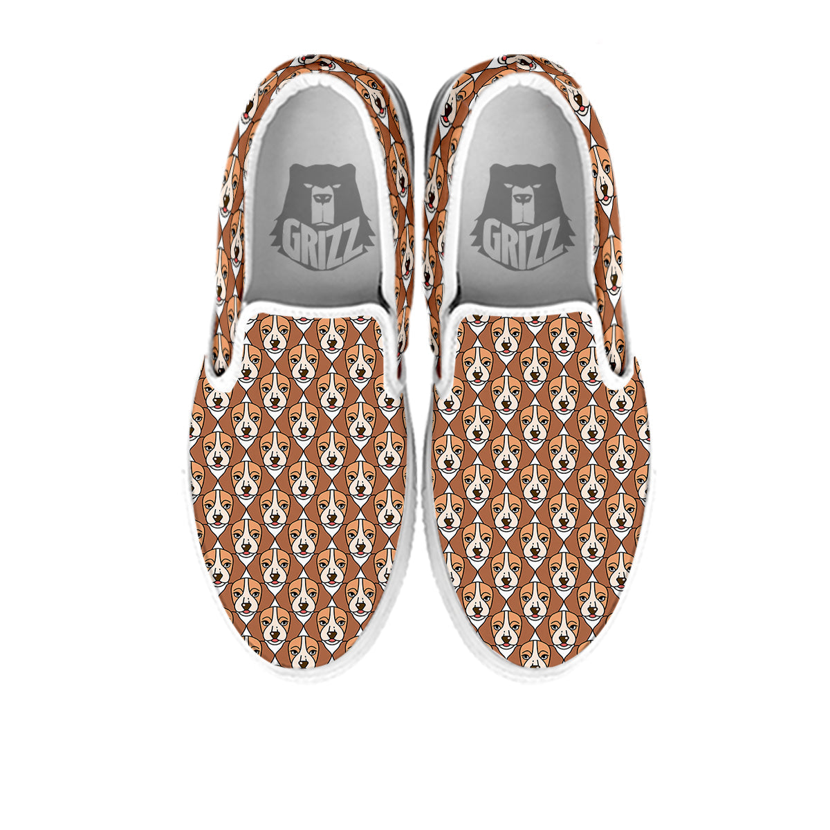 Puppy Adorable Beagle Print Pattern White Slip On Shoes-grizzshop