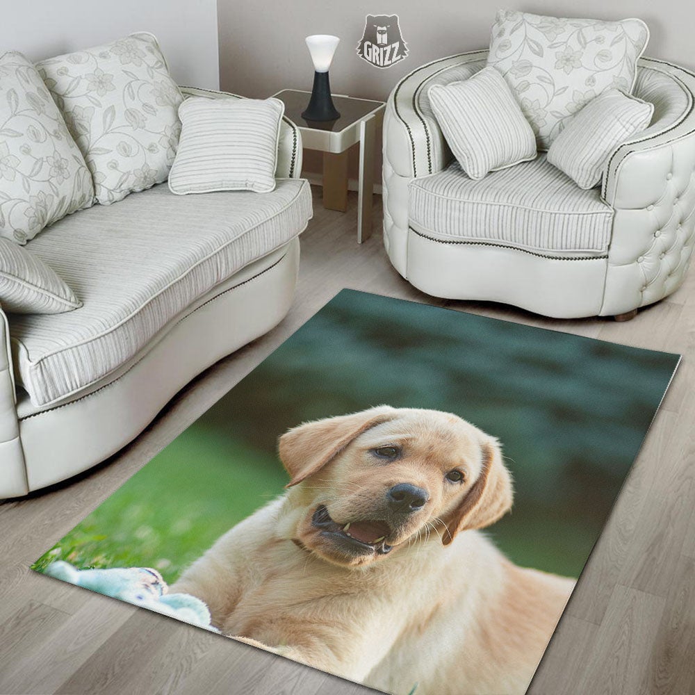 Puppy And Labrador Retriever Print Floor Mat-grizzshop