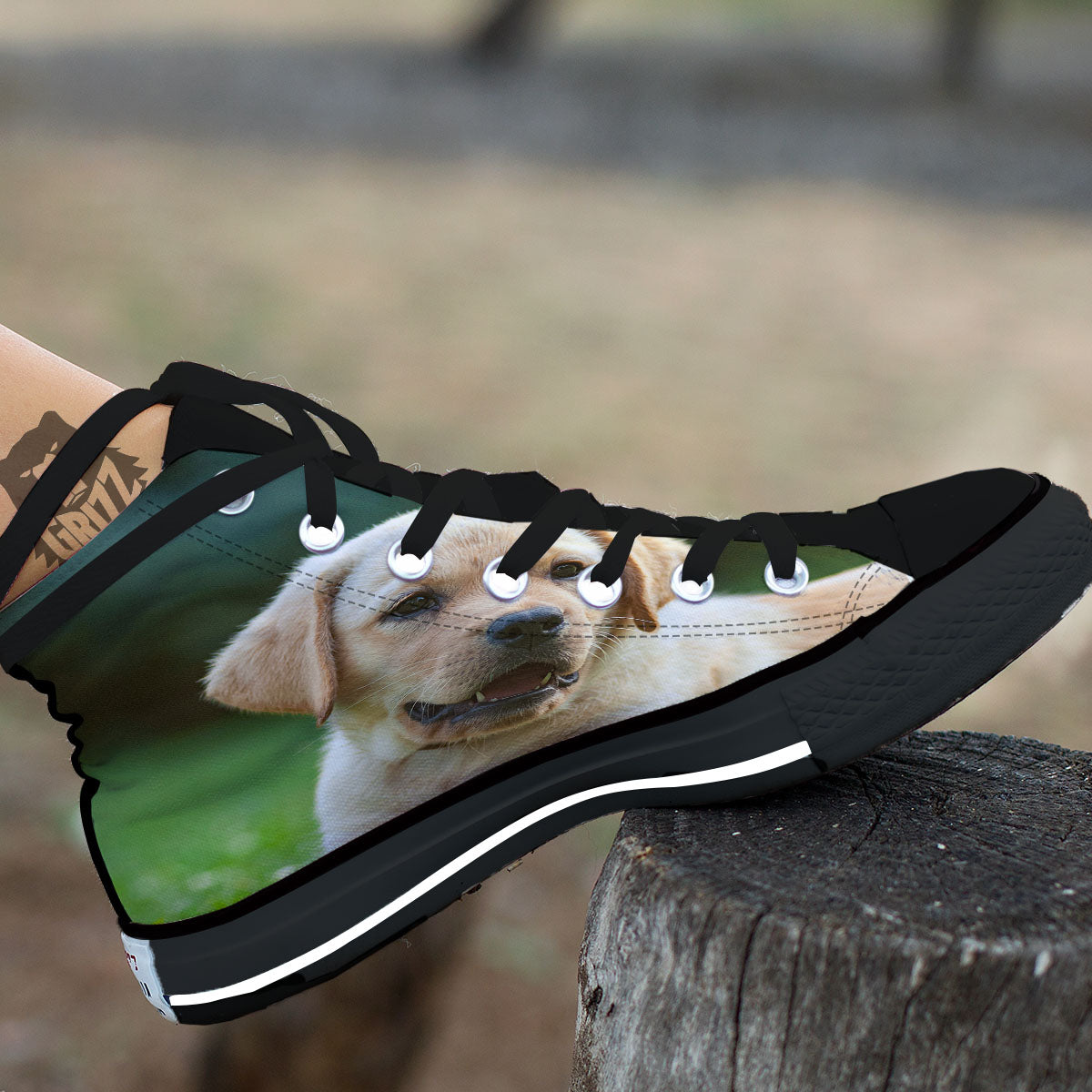 Puppy And Labrador Retriever Print High Top Shoes-grizzshop