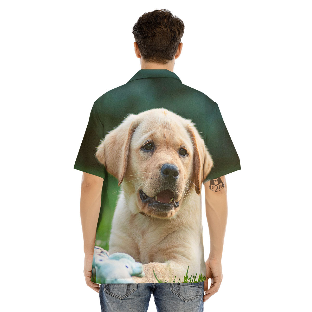 Puppy And Labrador Retriever Print Men's Hawaiian Shirt-grizzshop