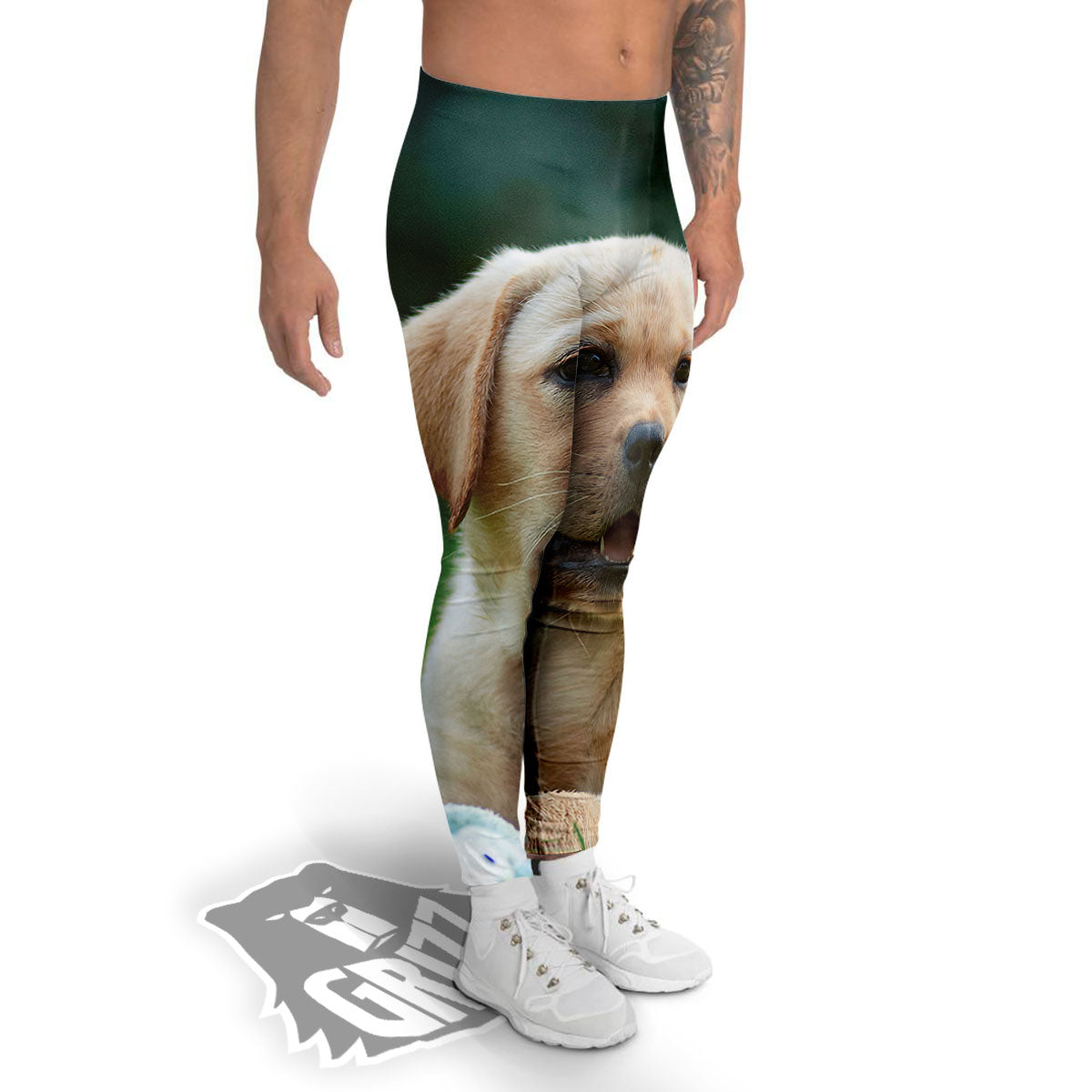 Puppy And Labrador Retriever Print Men's Leggings-grizzshop