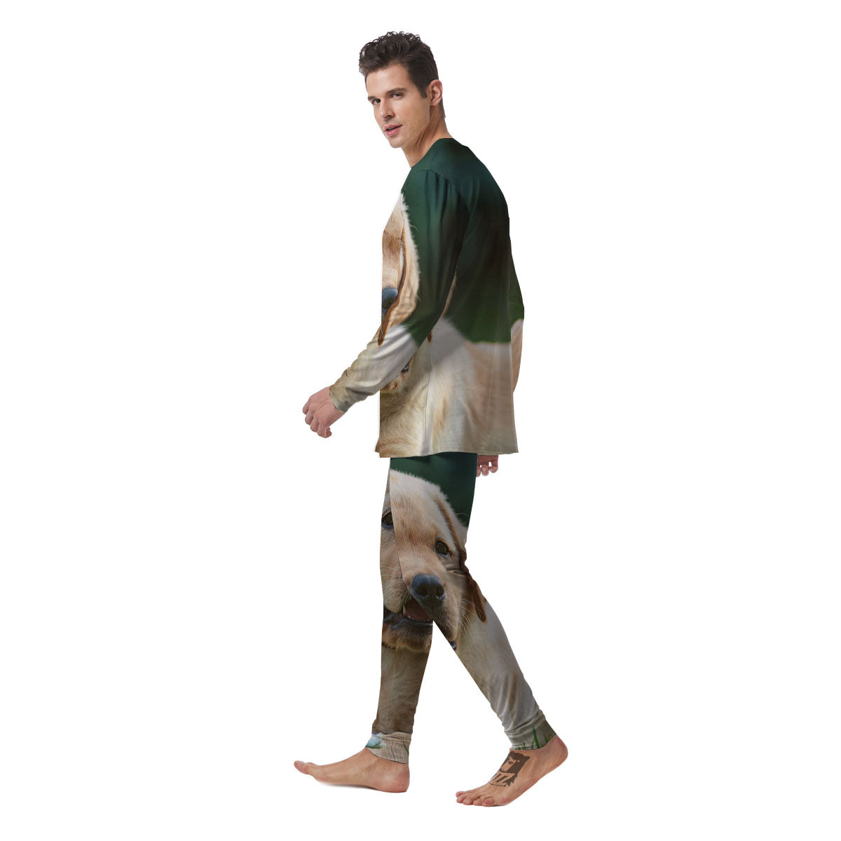 Puppy And Labrador Retriever Print Men's Pajamas-grizzshop