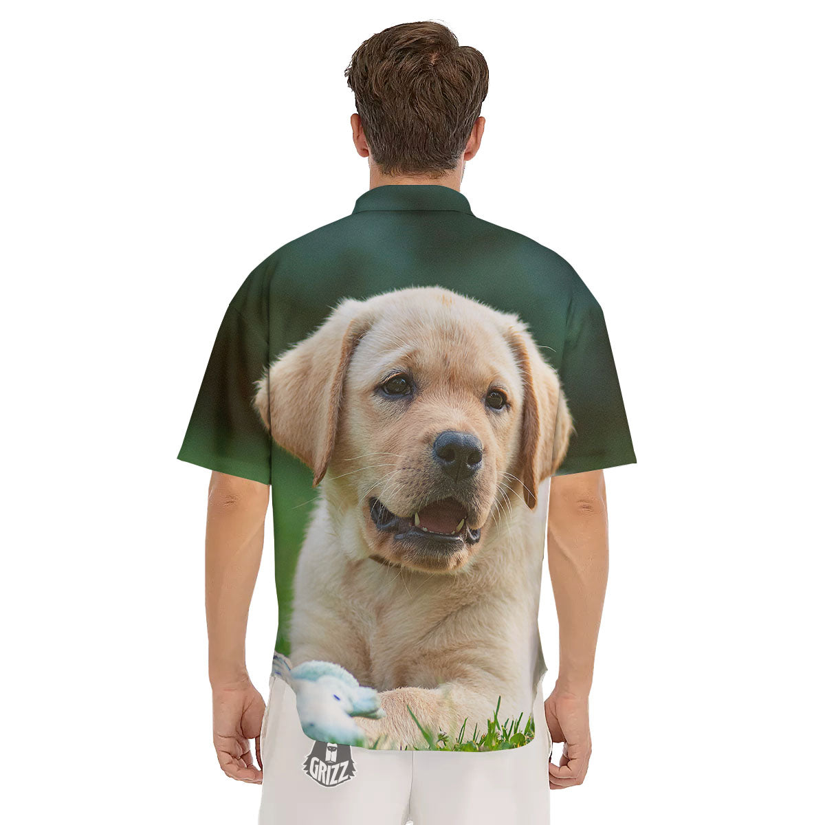 Puppy And Labrador Retriever Print Men's Short Sleeve Shirts-grizzshop