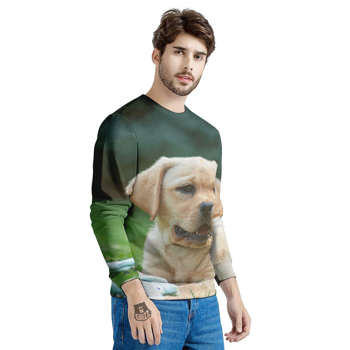 Puppy And Labrador Retriever Print Men's Sweatshirt-grizzshop