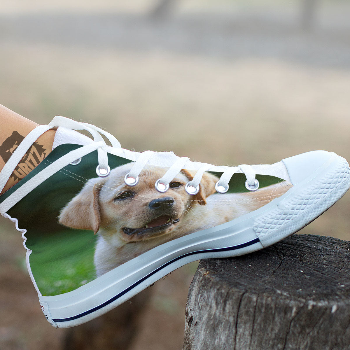 Puppy And Labrador Retriever Print White High Top Shoes-grizzshop