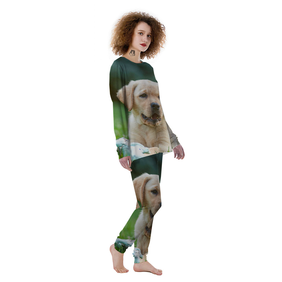 Puppy And Labrador Retriever Print Women's Pajamas-grizzshop