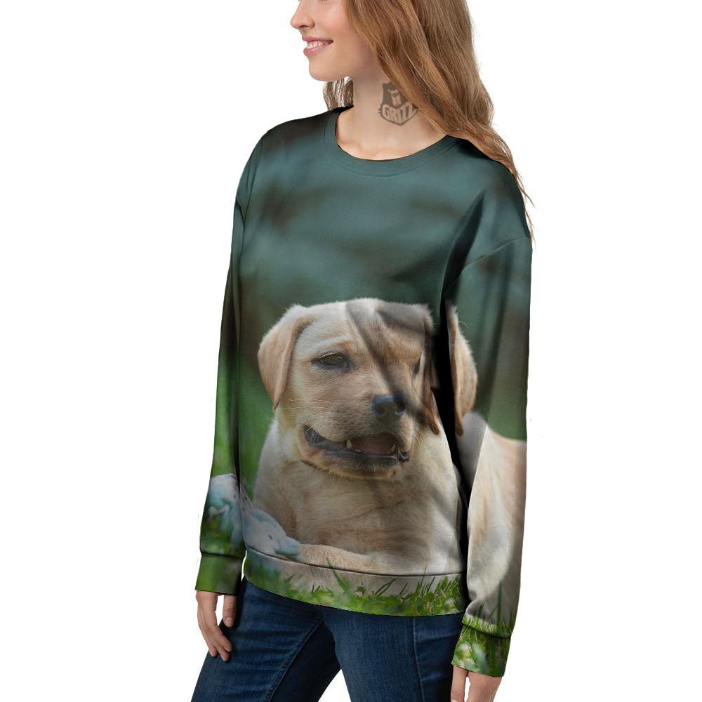 Puppy And Labrador Retriever Print Women's Sweatshirt-grizzshop