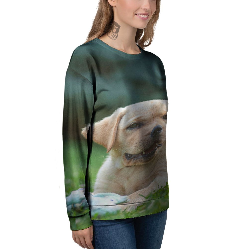 Puppy And Labrador Retriever Print Women's Sweatshirt-grizzshop