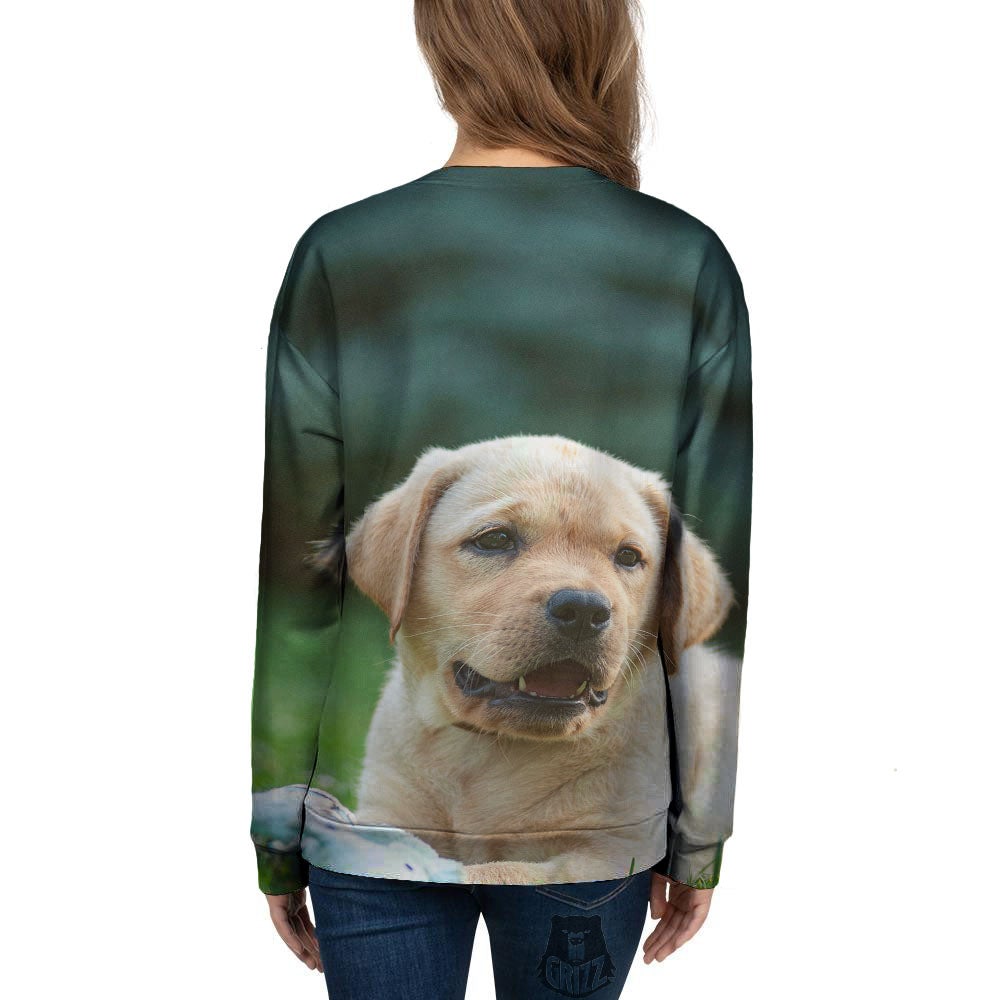 Puppy And Labrador Retriever Print Women's Sweatshirt-grizzshop