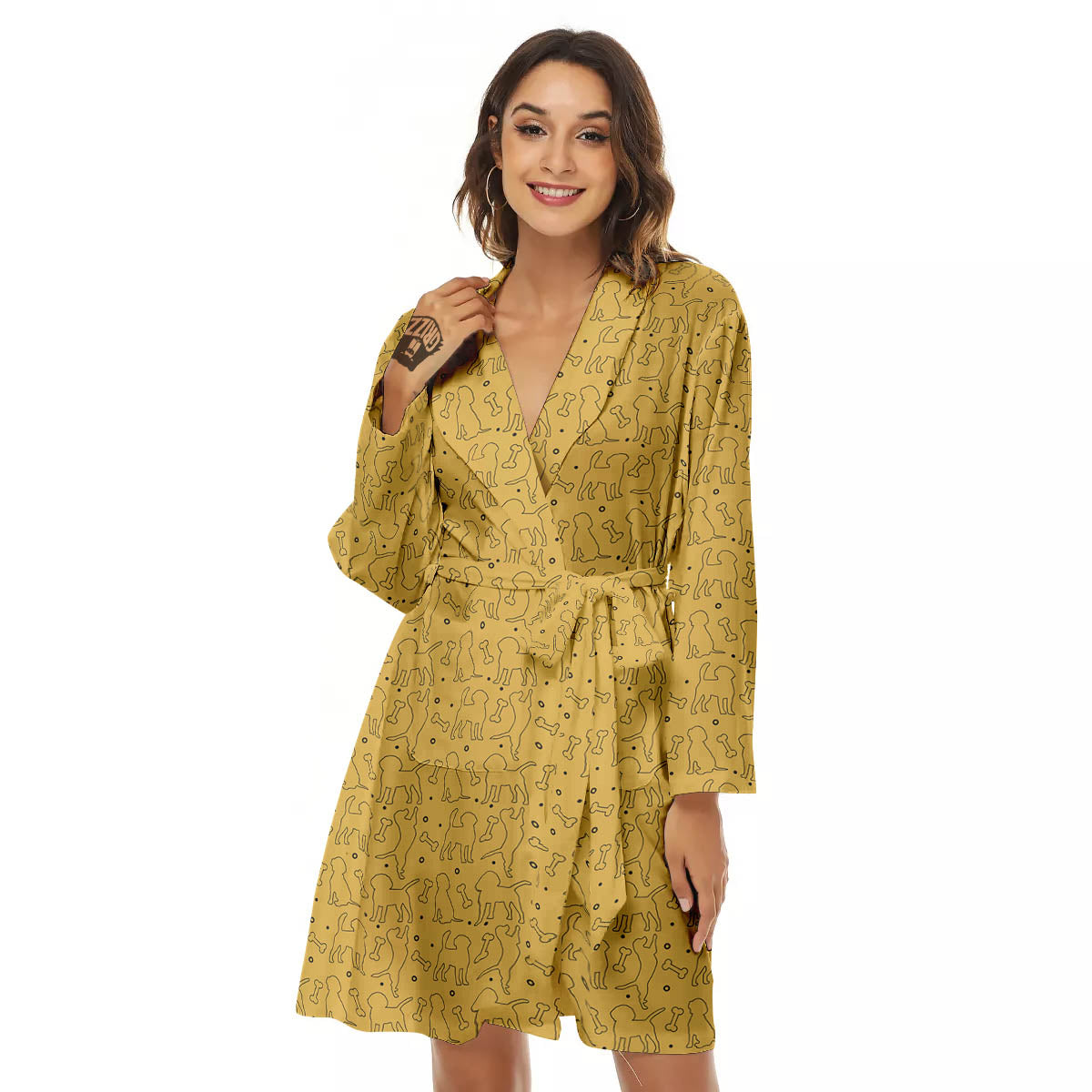 Puppy Cute Beagle Print Pattern Women's Robe-grizzshop