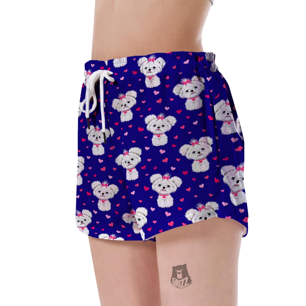 Puppy Dog Maltese Pattern Print Women's Shorts-grizzshop