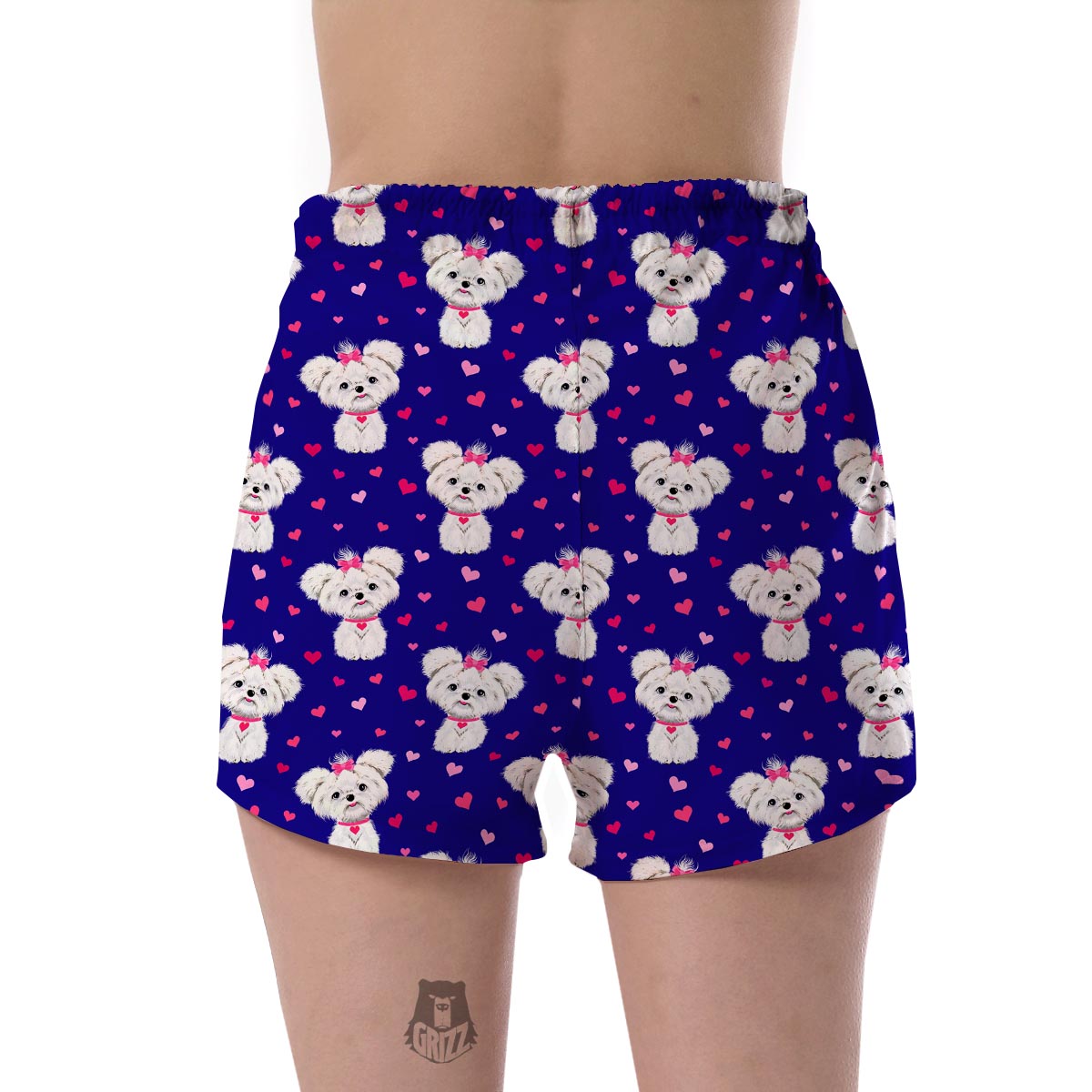 Puppy Dog Maltese Pattern Print Women's Shorts-grizzshop