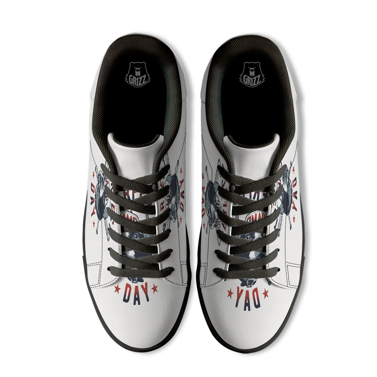 Puppy French Bulldog And Baseball Print Black Low Top Sneakers-grizzshop