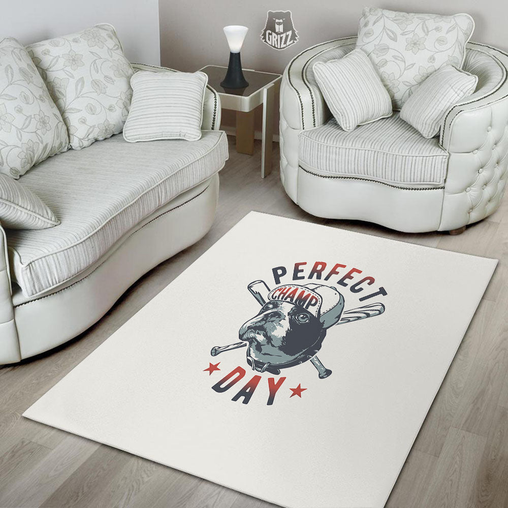 Puppy French Bulldog And Baseball Print Floor Mat-grizzshop