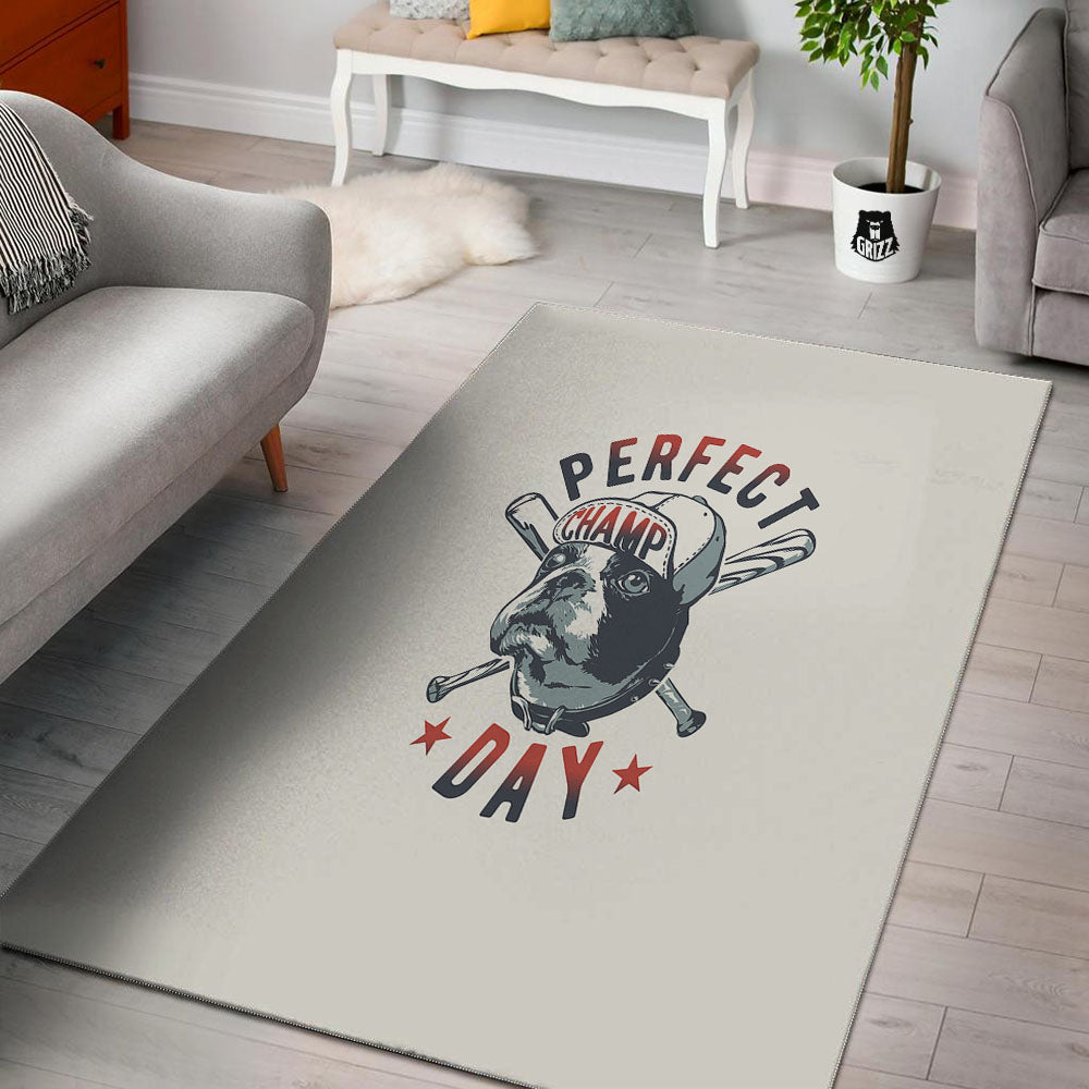 Puppy French Bulldog And Baseball Print Floor Mat-grizzshop