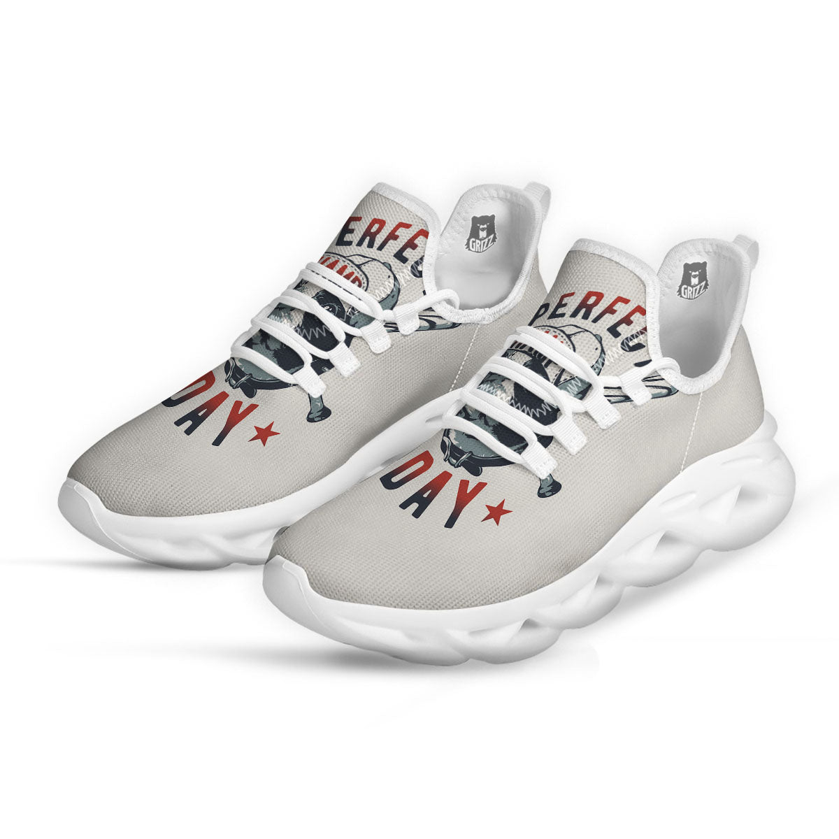 Puppy French Bulldog And Baseball Print White Running Shoes-grizzshop