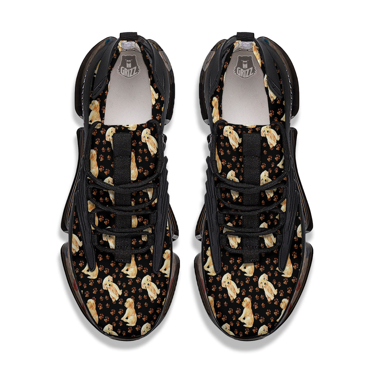 Puppy Labrador Retriever Print Pattern Black Gym Shoes-grizzshop