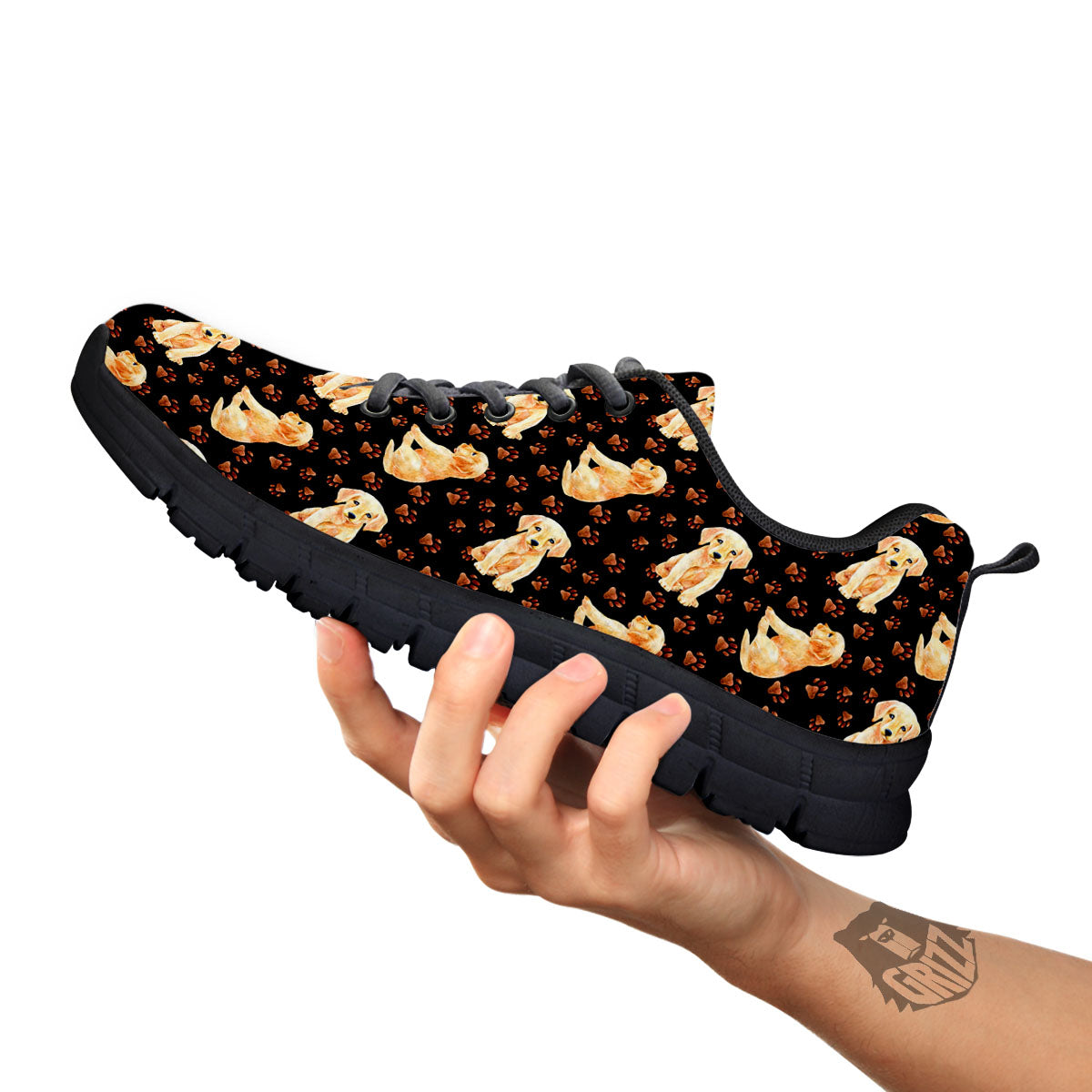 Puppy Labrador Retriever Print Pattern Black Sneaker-grizzshop
