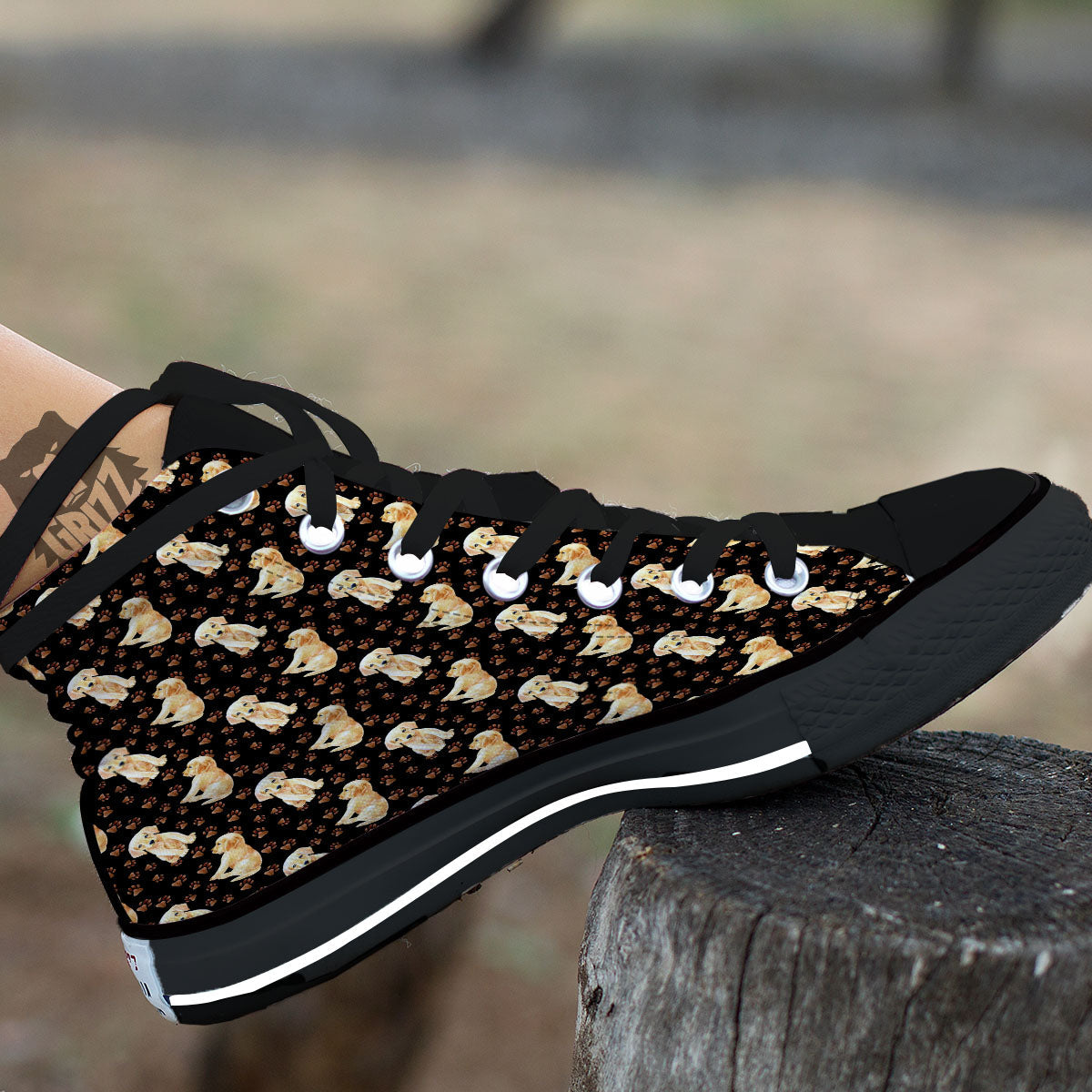 Puppy Labrador Retriever Print Pattern High Top Shoes-grizzshop