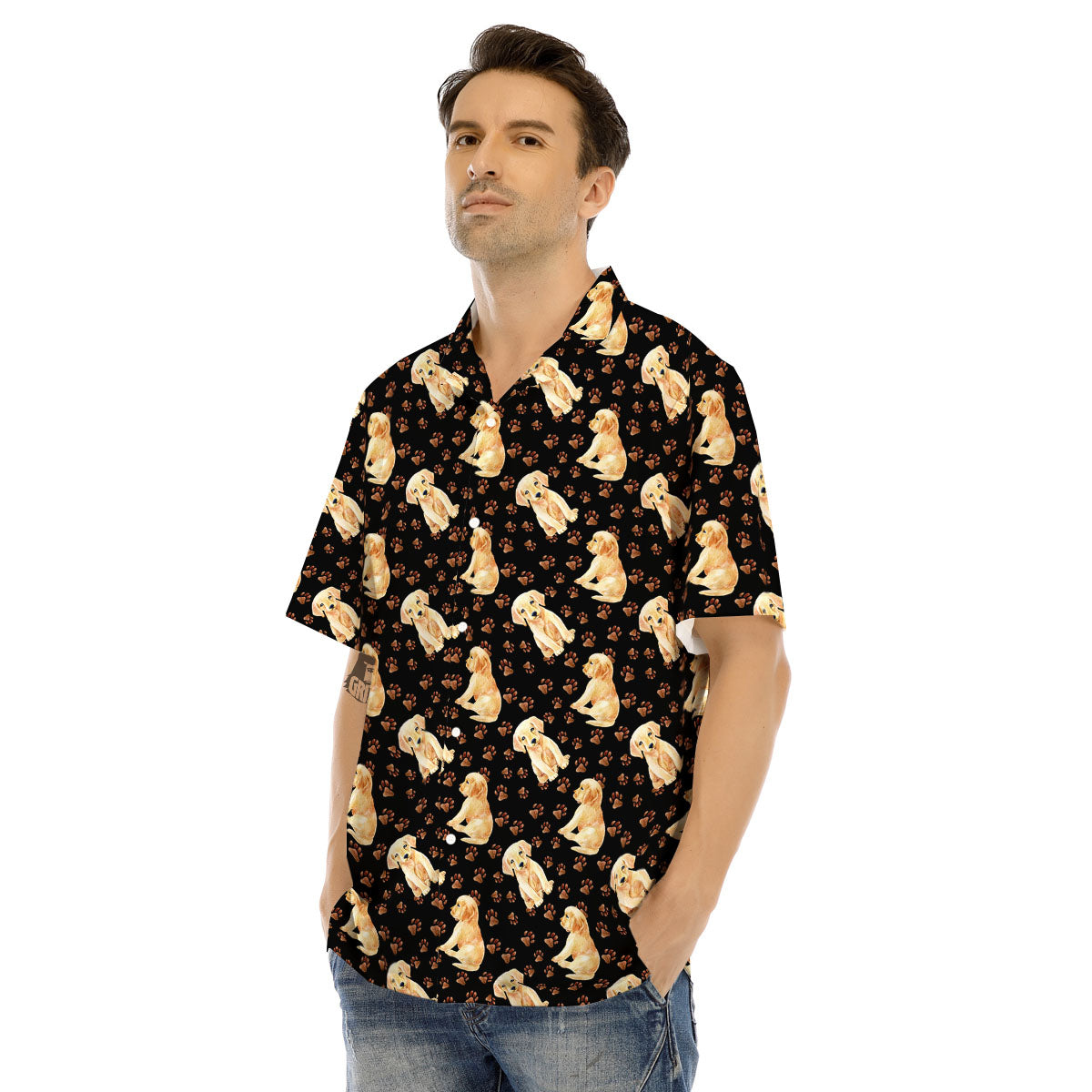 Puppy Labrador Retriever Print Pattern Men's Hawaiian Shirt-grizzshop