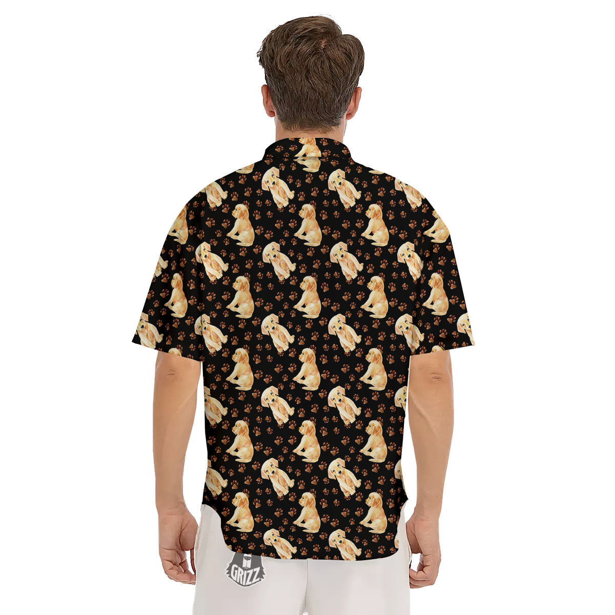 Puppy Labrador Retriever Print Pattern Men's Short Sleeve Shirts-grizzshop
