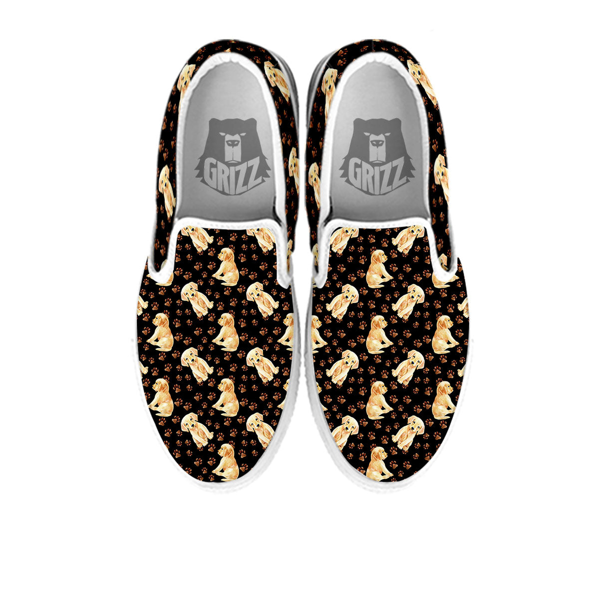 Puppy Labrador Retriever Print Pattern White Slip On Shoes-grizzshop