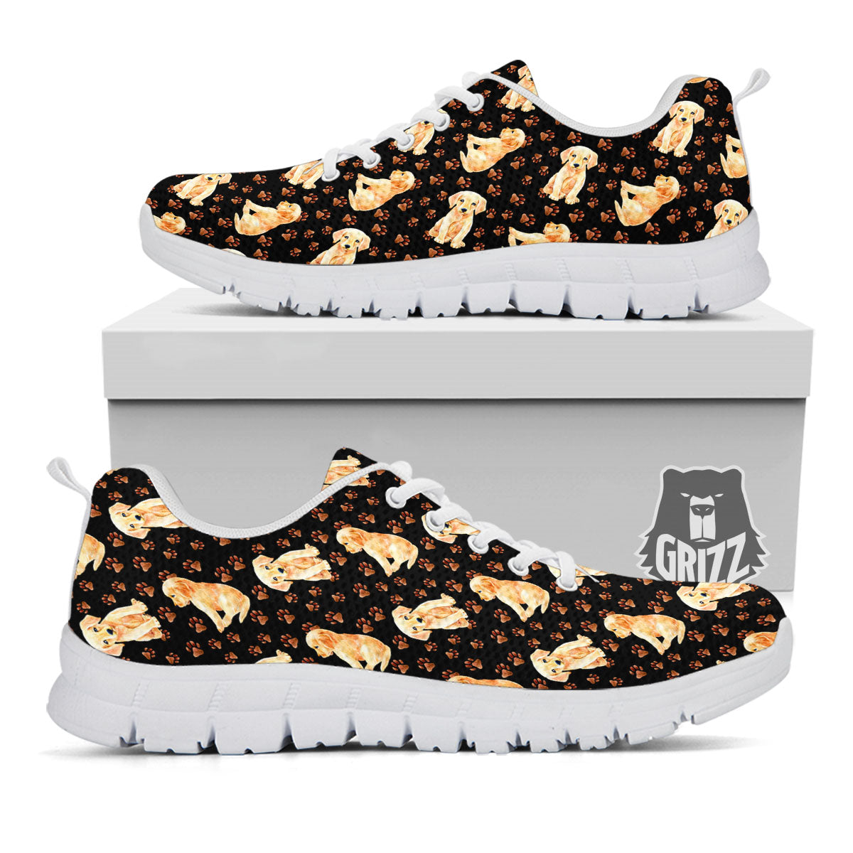 Puppy Labrador Retriever Print Pattern White Sneaker-grizzshop