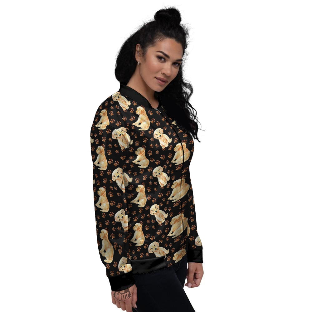 Puppy Labrador Retriever Print Pattern Women's Bomber Jacket-grizzshop