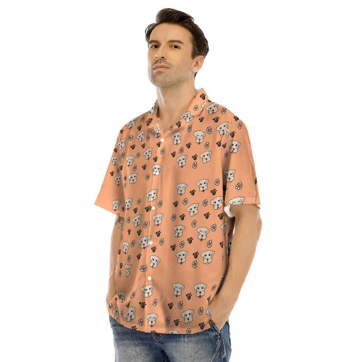 Puppy Shih Tzu Print Pattern Men's Hawaiian Shirt-grizzshop