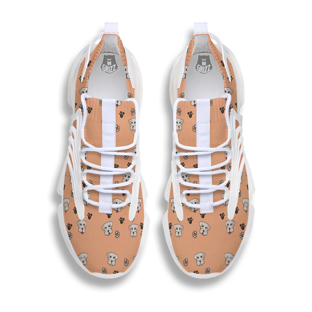 Puppy Shih Tzu Print Pattern White Gym Shoes-grizzshop
