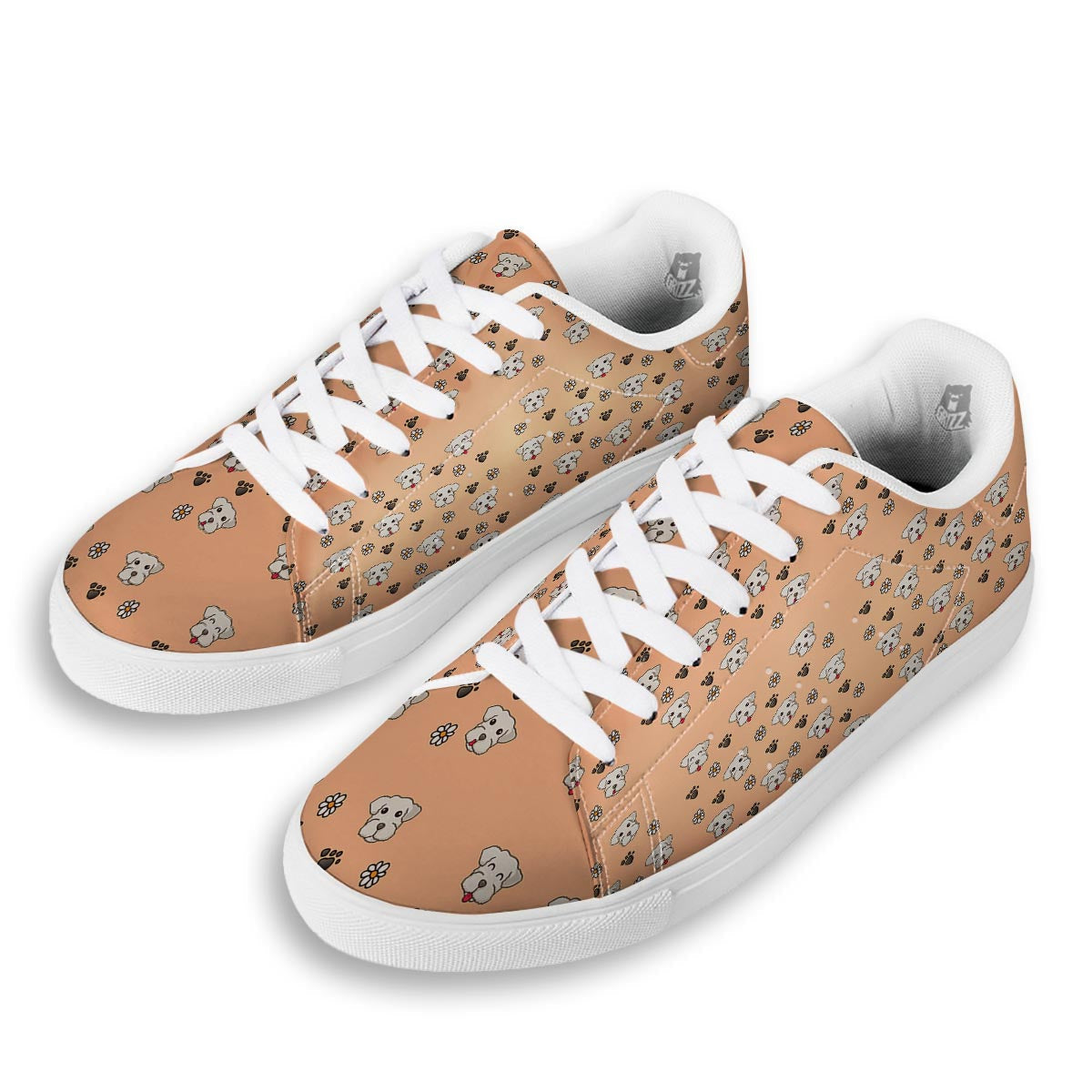 Puppy Shih Tzu Print Pattern White Low Top Sneakers-grizzshop