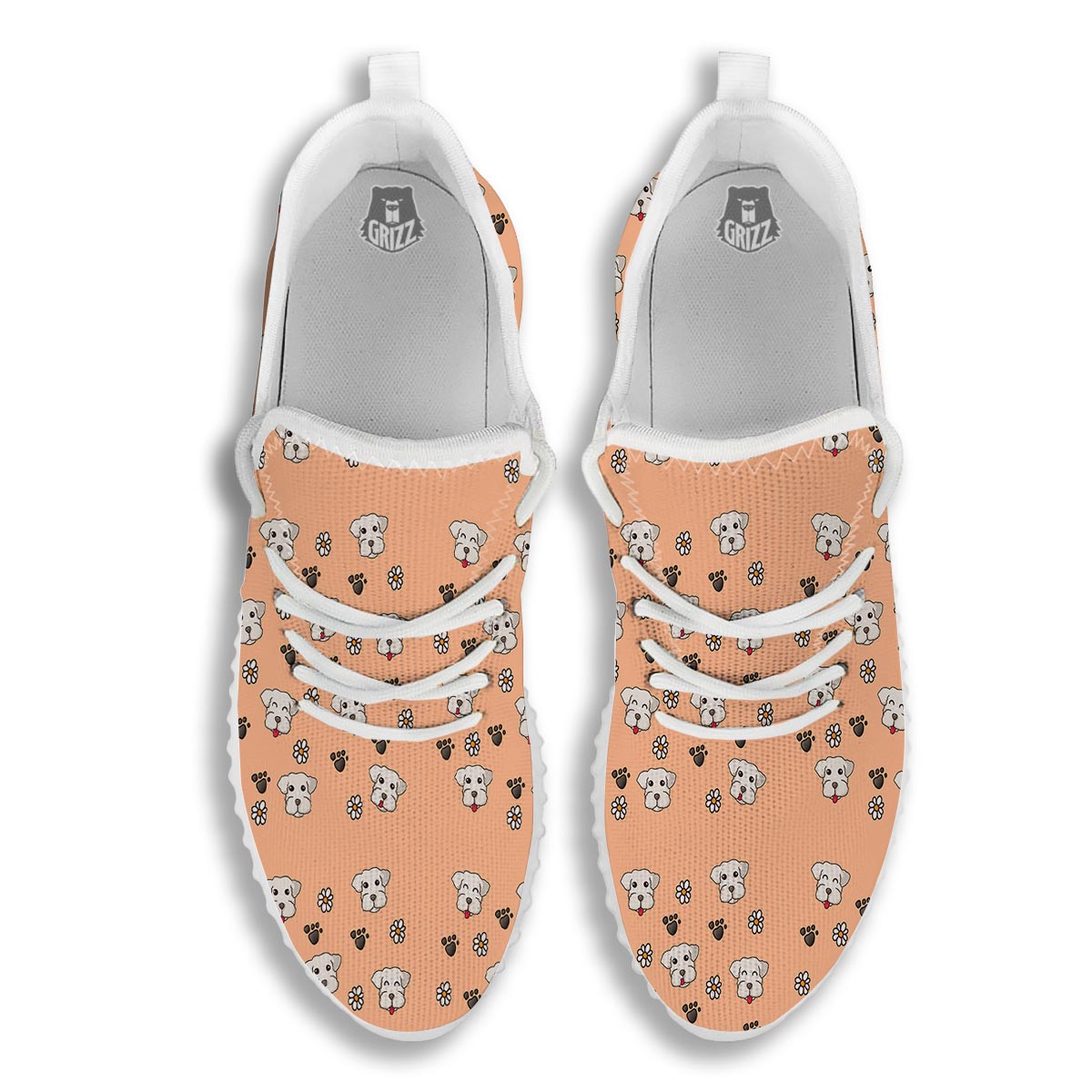 Puppy Shih Tzu Print Pattern White Walking Shoes-grizzshop