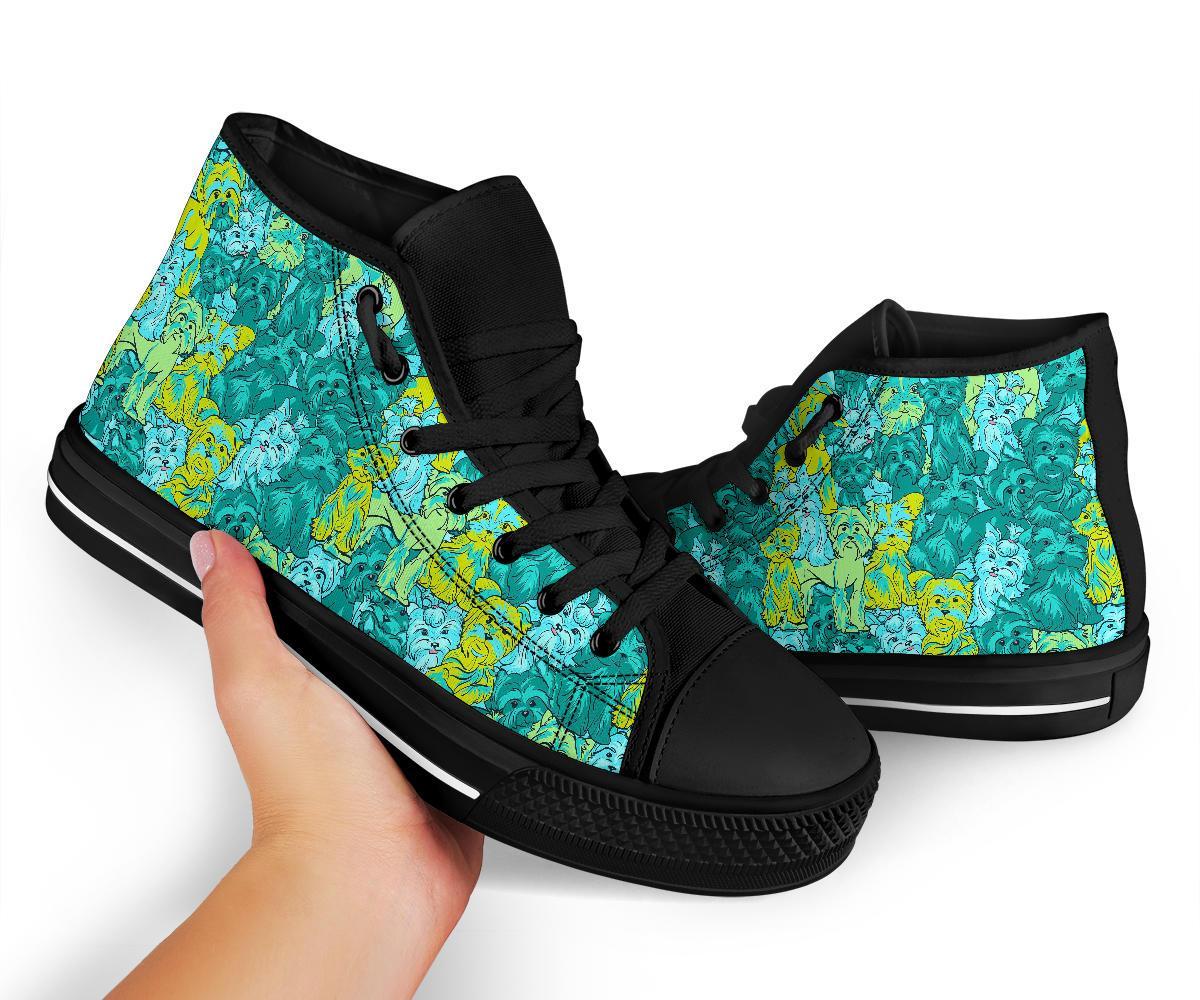 Puppy Yorkshire Terrier Dog Pattern Print Men Women's High Top Shoes-grizzshop