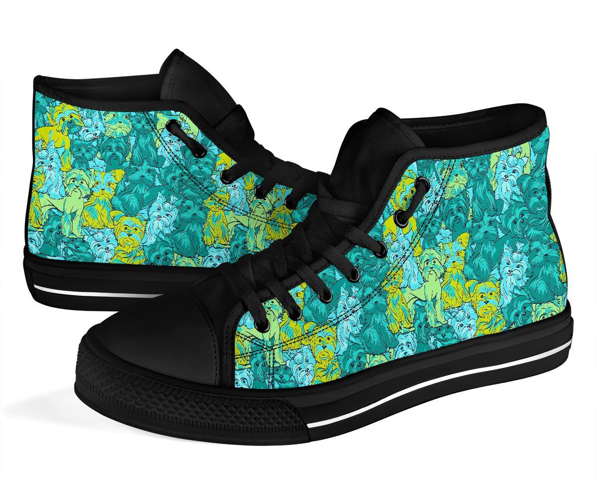 Puppy Yorkshire Terrier Dog Pattern Print Men Women's High Top Shoes-grizzshop
