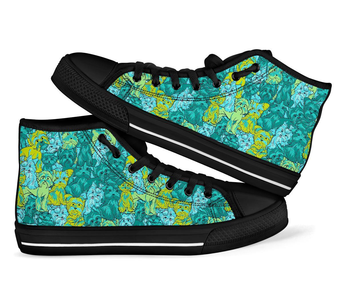 Puppy Yorkshire Terrier Dog Pattern Print Men Women's High Top Shoes-grizzshop