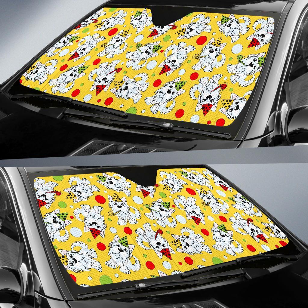 Puppy Yorkshire Terrier Dog Print Pattern Car Sun Shade-grizzshop