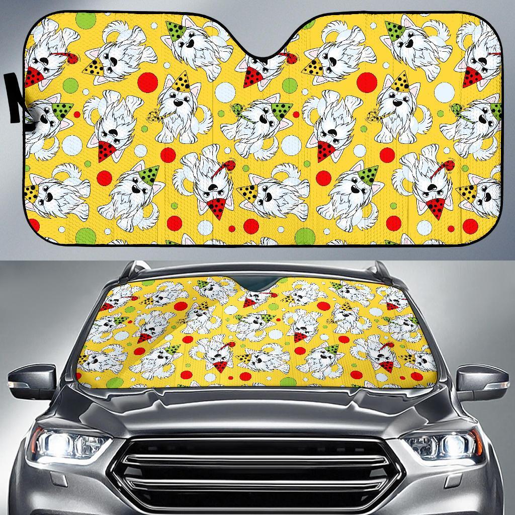 Puppy Yorkshire Terrier Dog Print Pattern Car Sun Shade-grizzshop