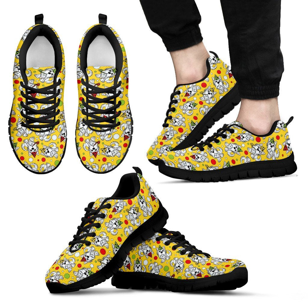Puppy Yorkshire Terrier Dog Print Pattern Black Sneaker Shoes For Men Women-grizzshop