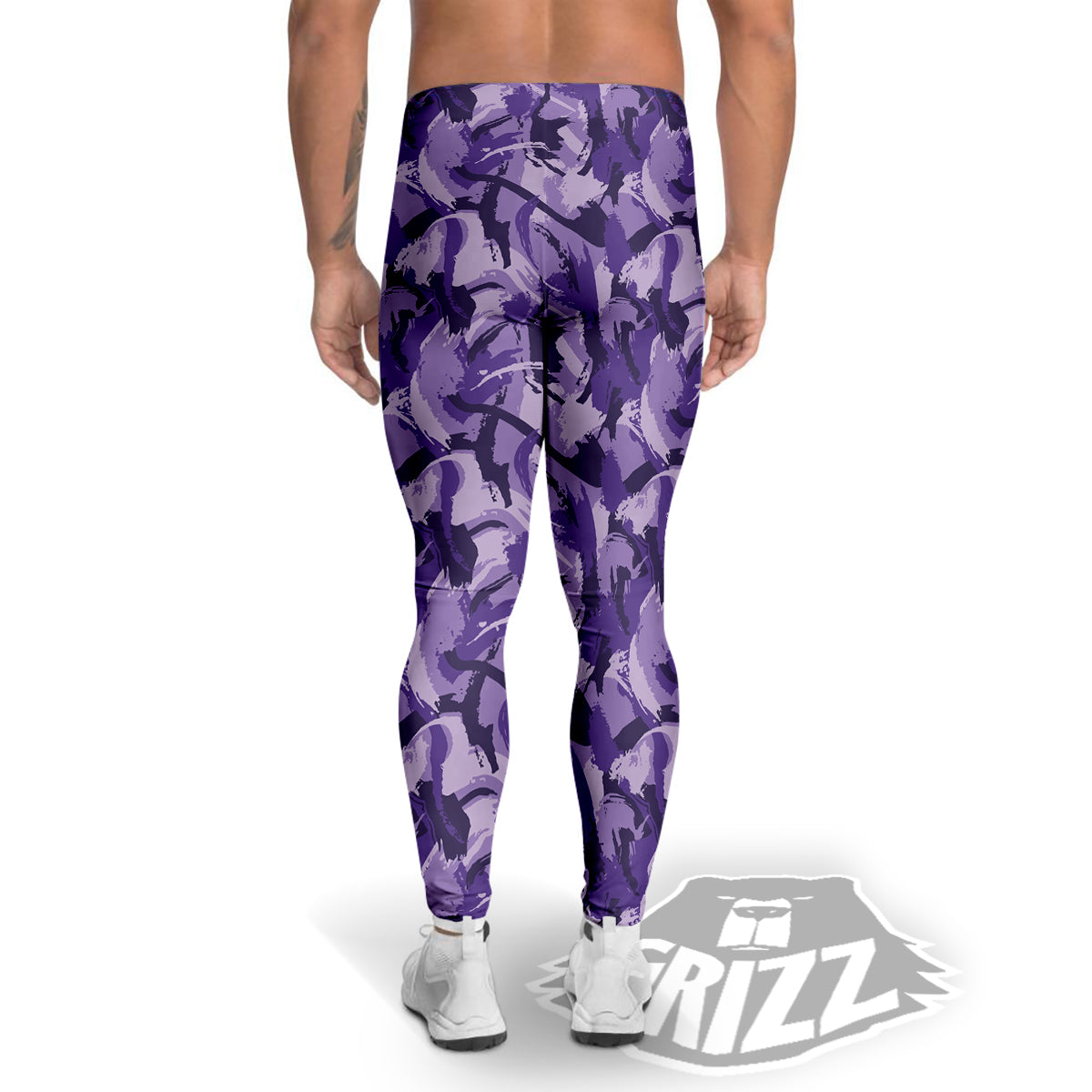 Purple Abstract Color Paint Print Men's Leggings-grizzshop