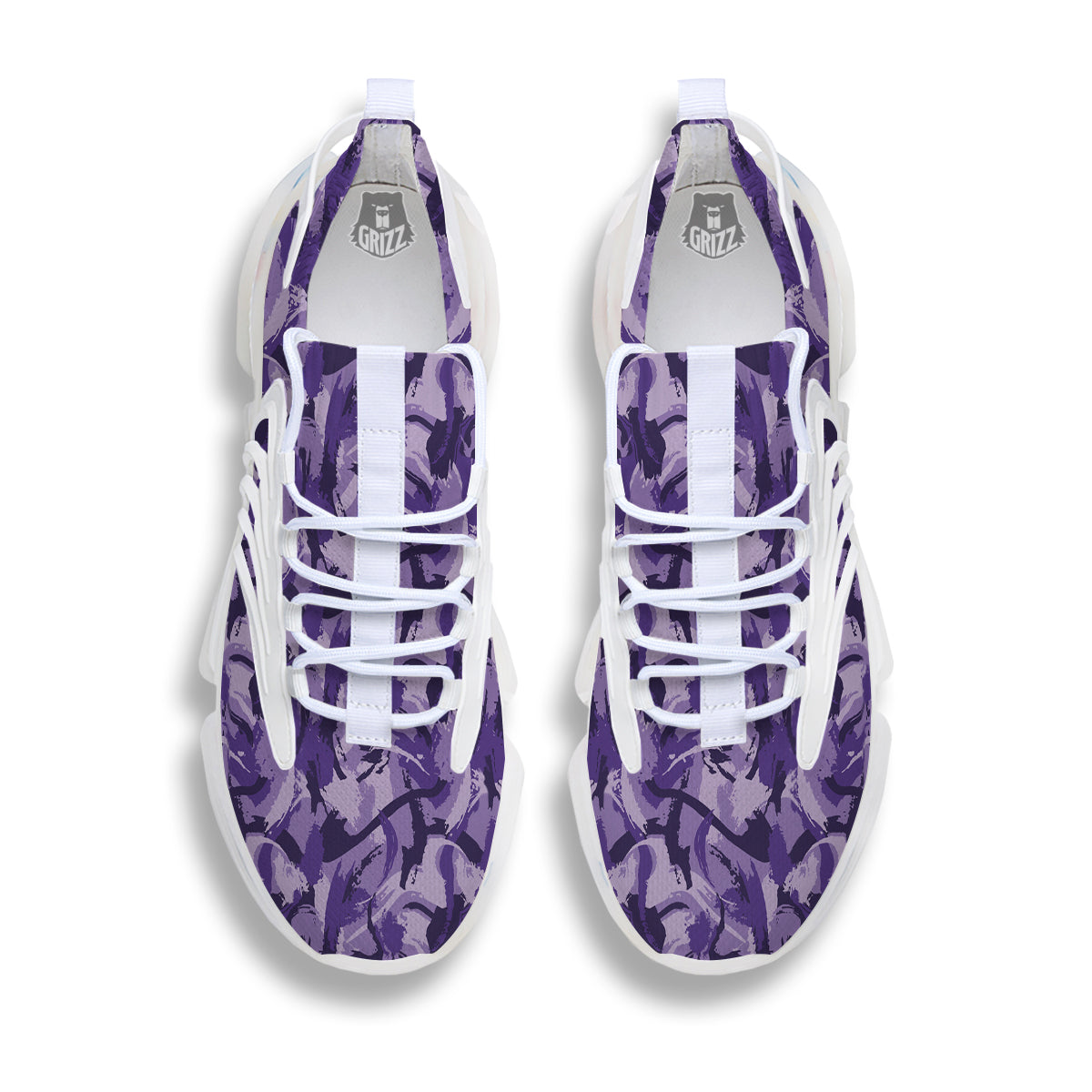 Purple Abstract Color Paint Print White Gym Shoes-grizzshop