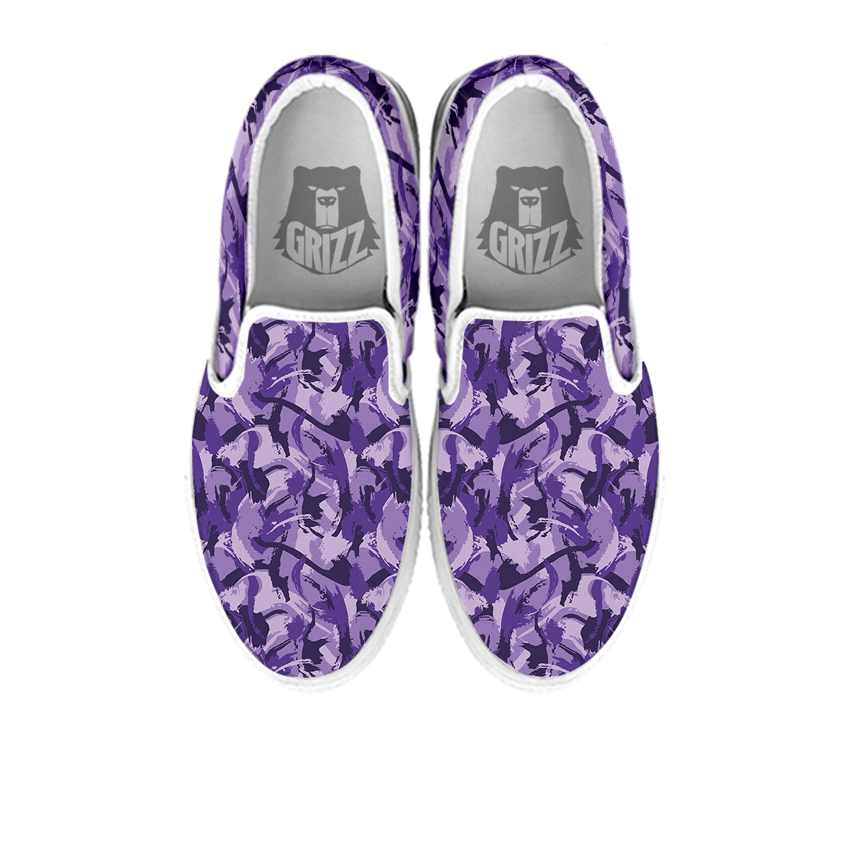 Purple Abstract Color Paint Print White Slip On Shoes-grizzshop