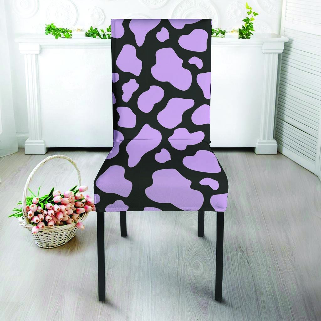 Purple And Black Cow Print Chair Cover-grizzshop