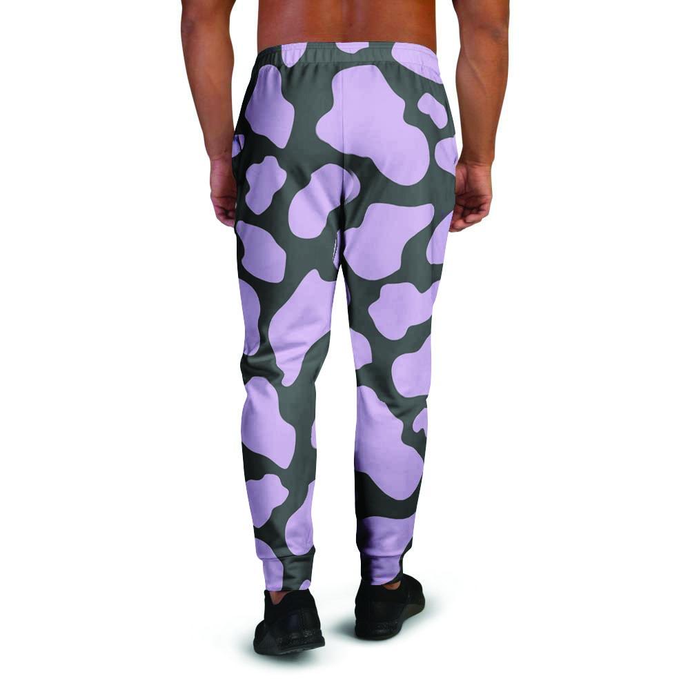 Purple And Black Cow Print Men's Joggers-grizzshop