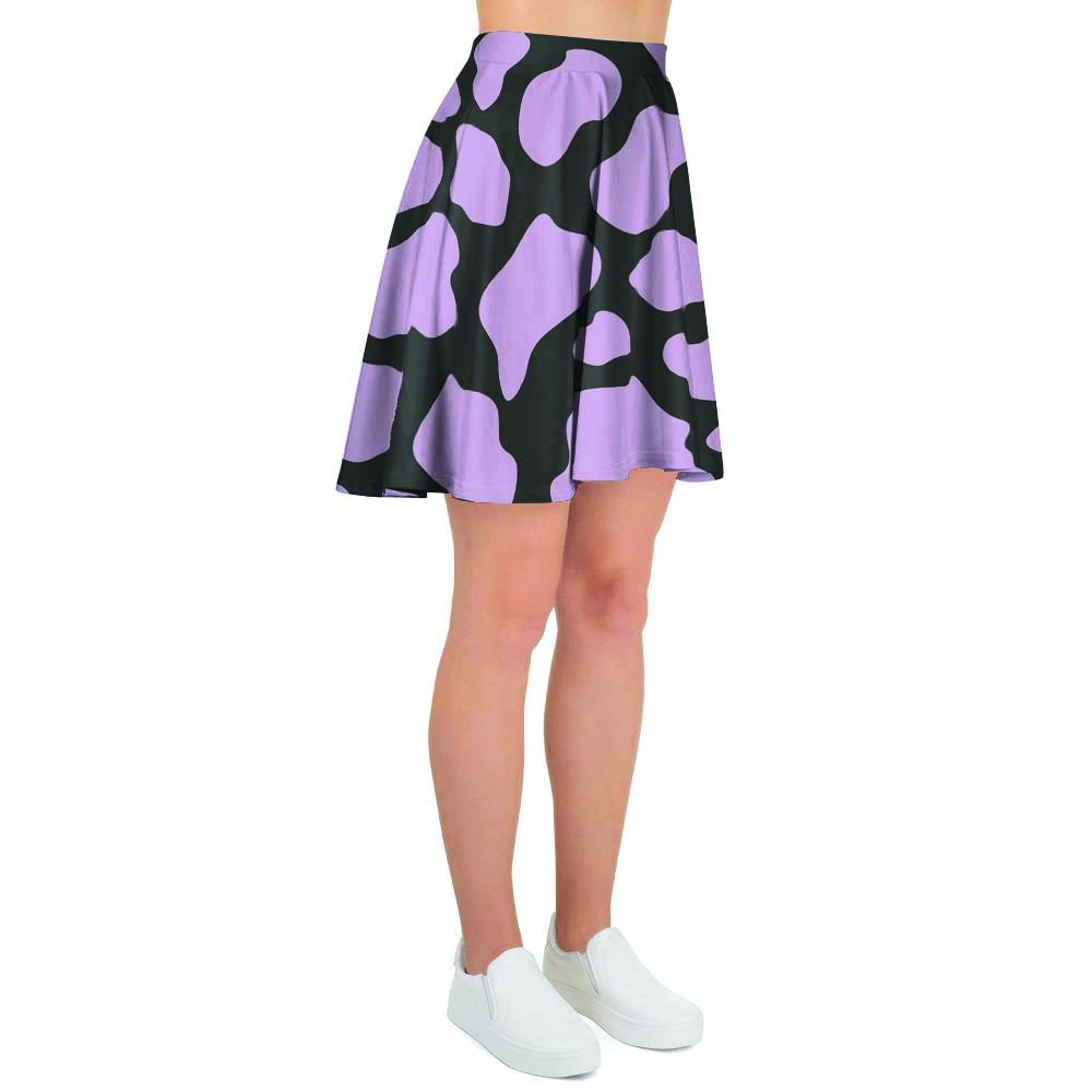 Purple And Black Cow Print Women's Skirt-grizzshop