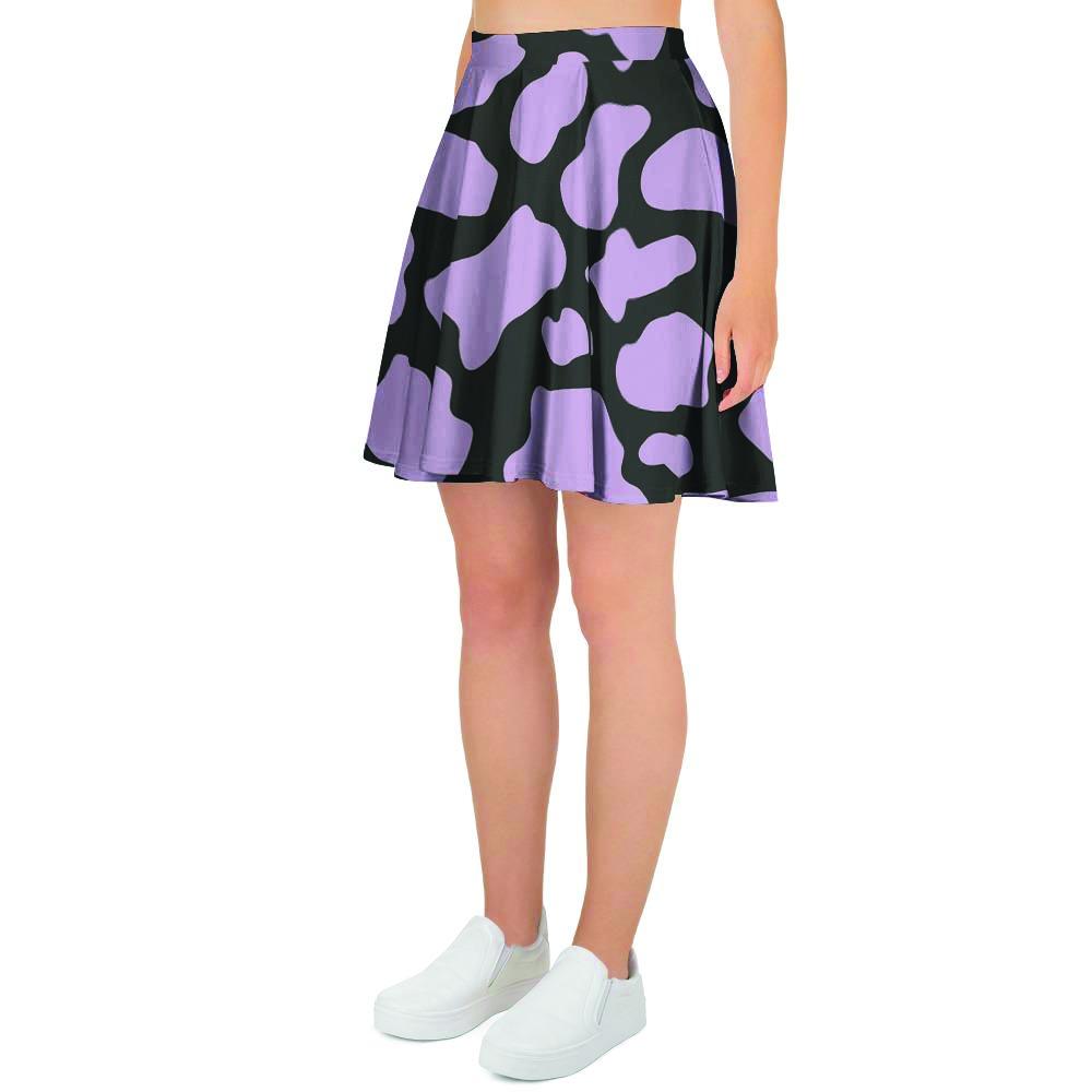 Purple And Black Cow Print Women's Skirt-grizzshop