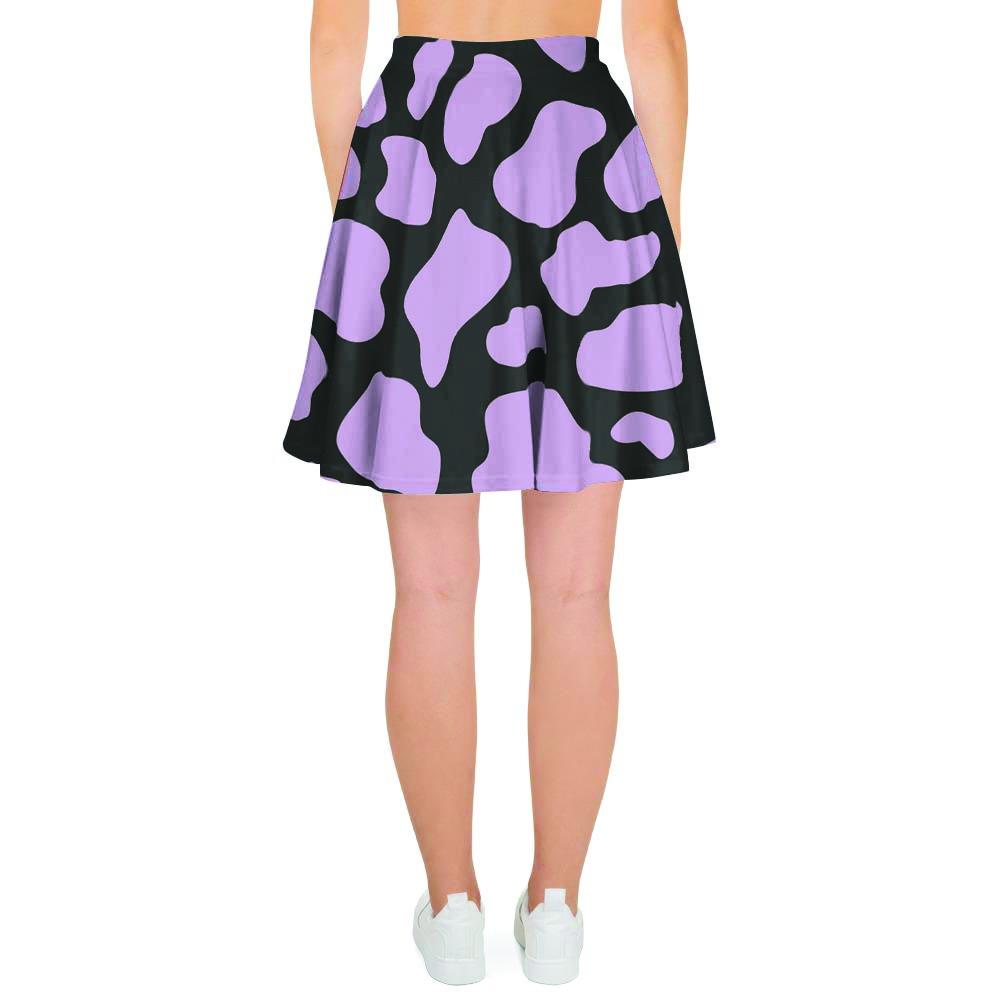 Purple And Black Cow Print Women's Skirt-grizzshop