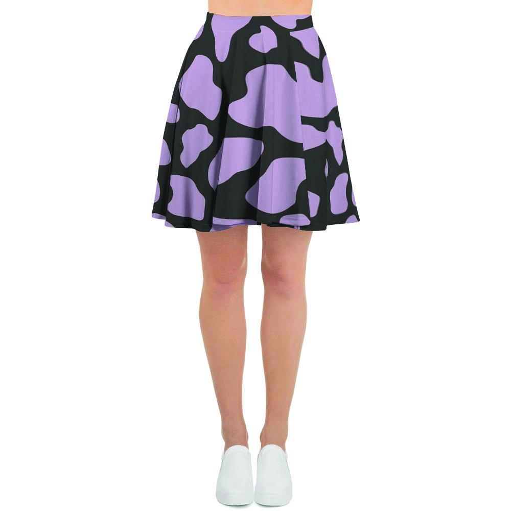 Purple And Black Cow Print Women's Skirt-grizzshop