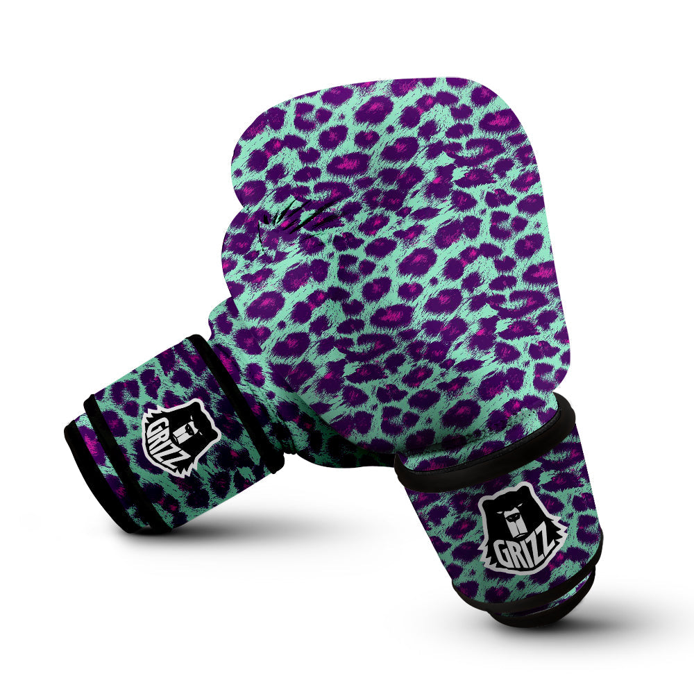 Purple And Blue Neon Leopard Print Boxing Gloves-grizzshop