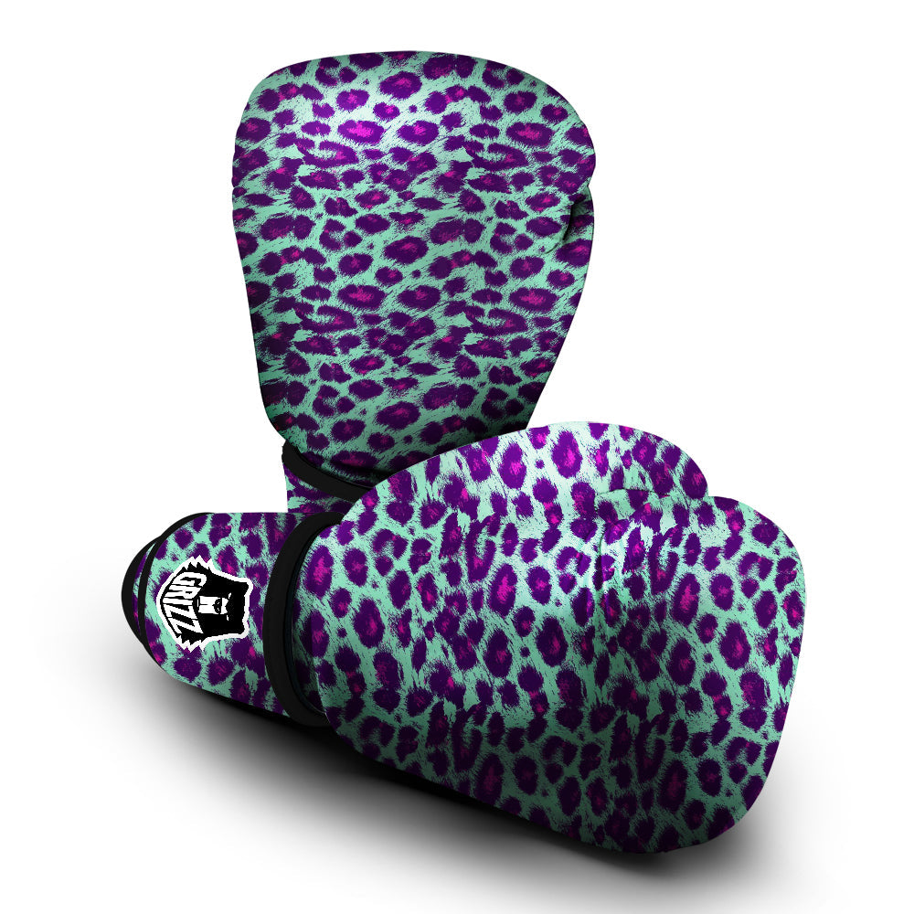 Purple And Blue Neon Leopard Print Boxing Gloves-grizzshop