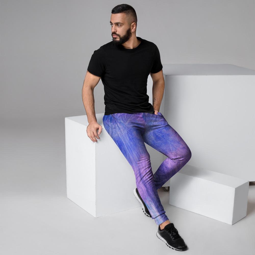 Purple And Blue Tie Dye Men's Joggers-grizzshop